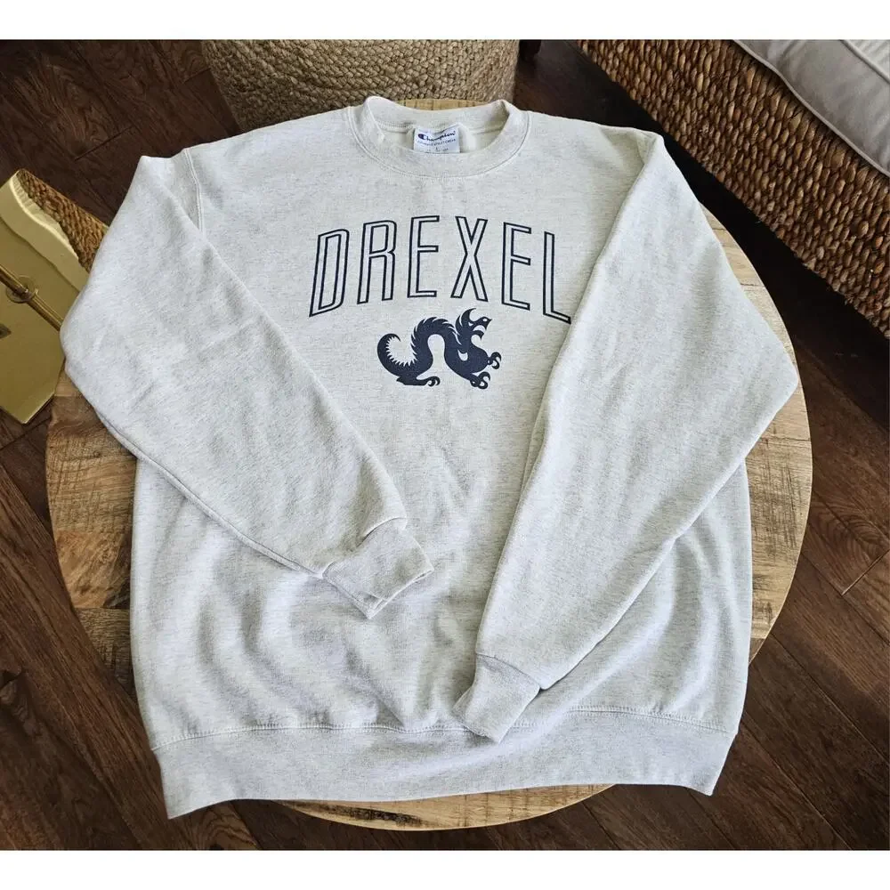 Champion Drexel University Oatmeal Crewneck Sweatshirt Size Large - Picture 1 of 10
